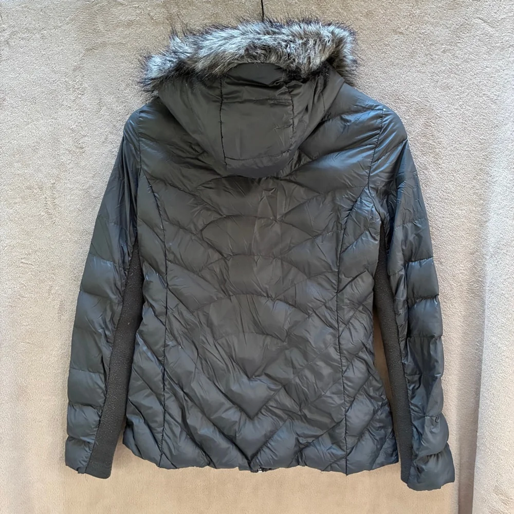 Women's BCBGeneration Down Filled Gray Puffer Jacket with Faux Fur Hood, Size S - Picture 2 of 14